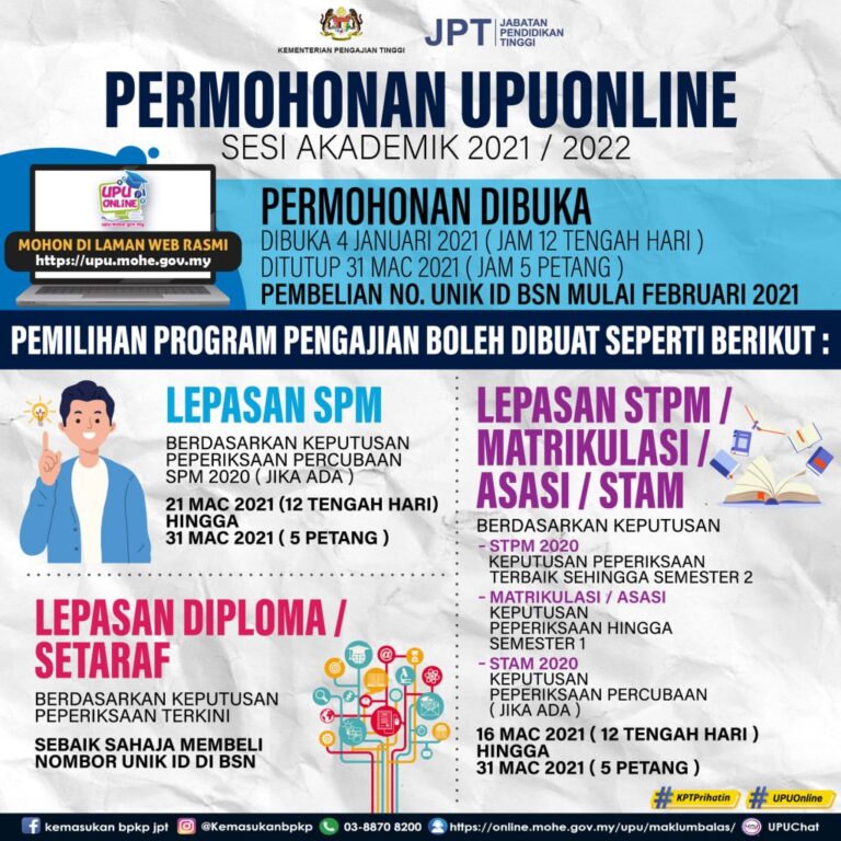 UPU Online 2021 KPT: Cara Permohonan, Panduan & Syarat ...