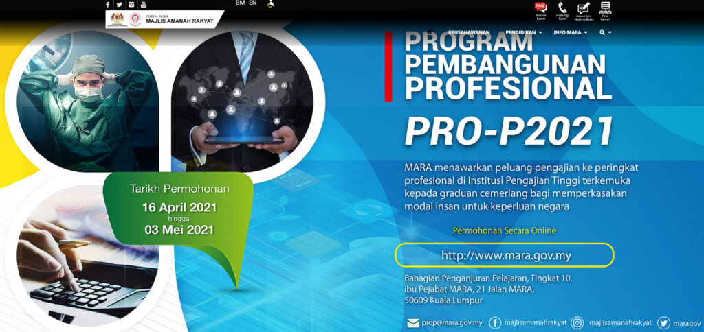 permohonan Program Pembangunan Profesional 2021 Pro-p MARA