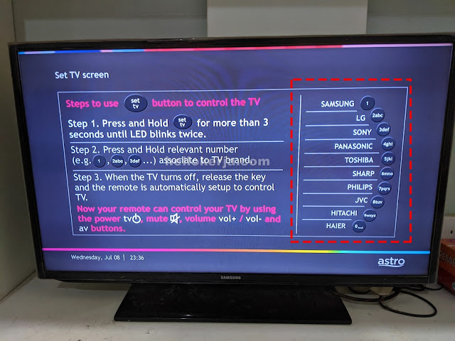 cara pairing connect sambung remote astro ke tv