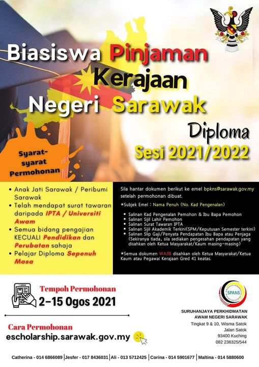 Biasiswa Pinjaman Kerajaan SarawakCara Permohonan BPKNS 2021